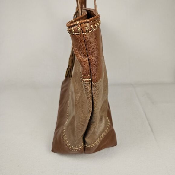 Big Buddha Western Tote Two Tone Brown Tassel Large Shoulder Handbag Business XL - Picture 5 of 16